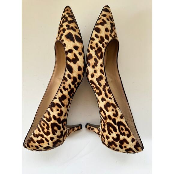 SAM EDELMAN Size 8M Leopard Print Heels Pointed toe Mid Heel Haircalf Pumps - Picture 6 of 8